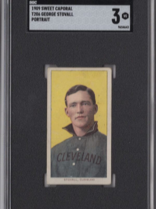 1909 T206 WHITE BORDER GEORGE STOVALL SGC 3 CLEVELAND PORTRAIT