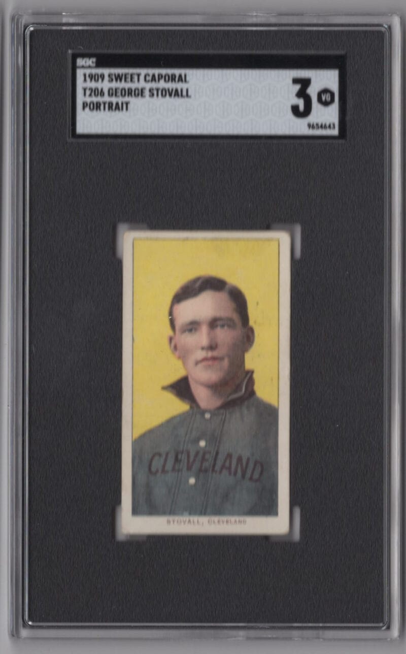 1909 T206 WHITE BORDER GEORGE STOVALL SGC 3 CLEVELAND PORTRAIT