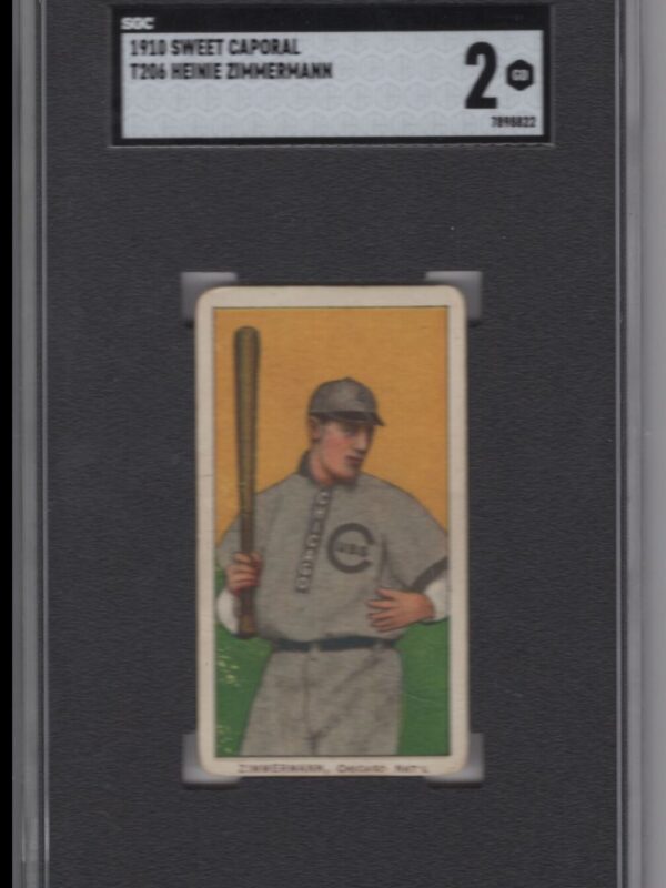 1910 SWEET CAPORAL WHITE BORDER HEINIE ZIMMERMANN SGC 2 CHICAGO CUBS