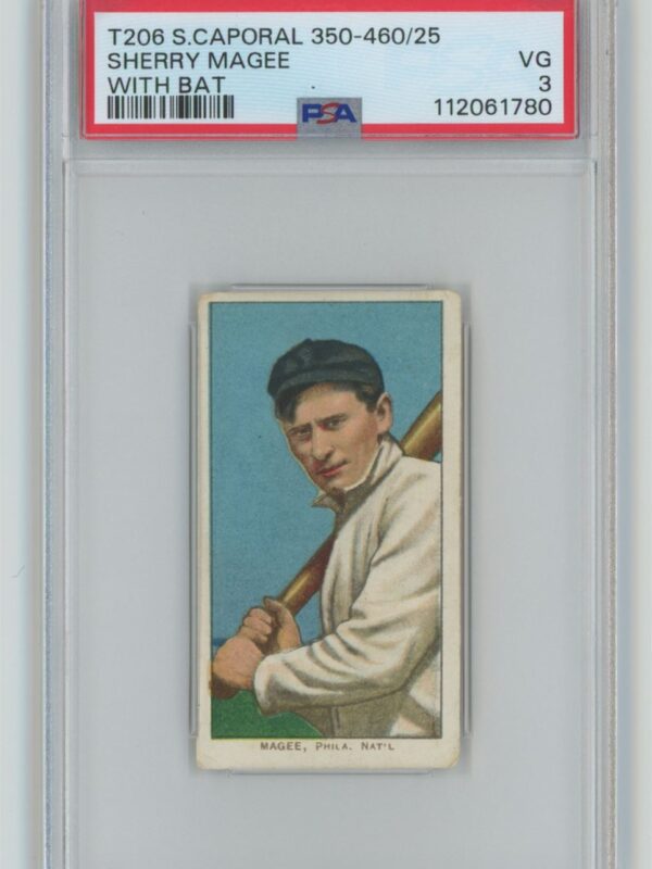 1911 SWEET CAPORAL WHITE BORDER SHERRY MAGEE PSA 3 PHILADELPHIA WITH BAT