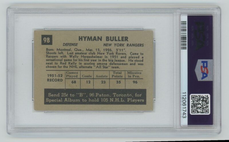 1952 53 PARKHURST VINTAGE HOCKEY HY BULLER PSA 4 NEW YORK RANGERS 98 286685205307 2