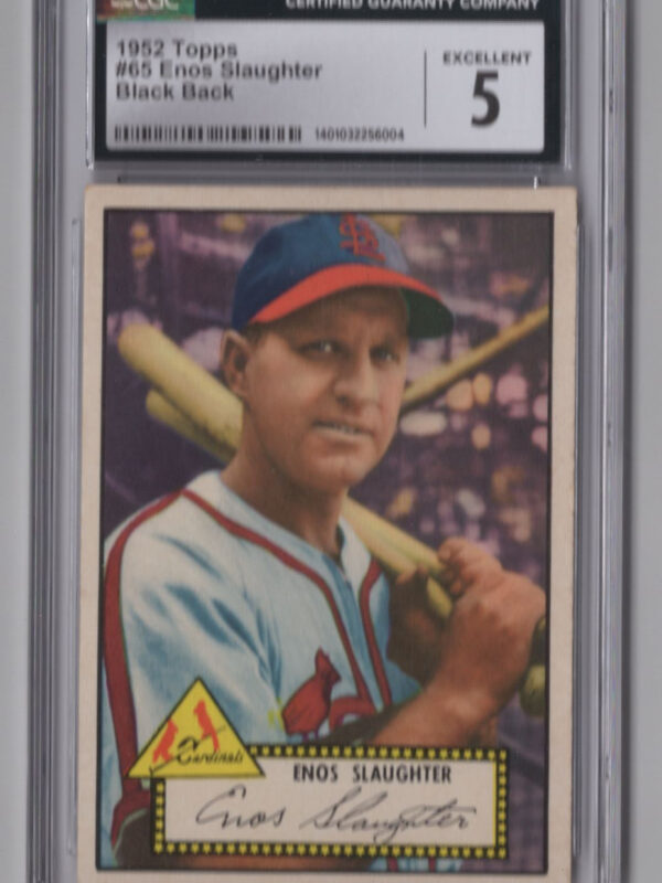 1952 TOPPS 3-15 ENOS SLAUGHTER CGC 5 ST. LOUIS CARDINALS #65 BLACK BACK