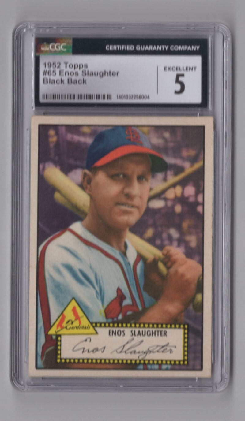 1952 TOPPS 3-15 ENOS SLAUGHTER CGC 5 ST. LOUIS CARDINALS #65 BLACK BACK