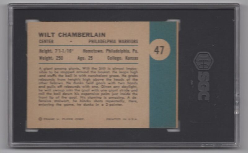 1961-62 FLEER WILT CHAMBERLAIN ROOKIE 5446984 SGC 7 PHILADELPHIA 76ERS #47 LOW - Image 3