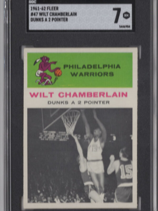 1961-62 FLEER WILT CHAMBERLAIN ROOKIE 5446984 SGC 7 PHILADELPHIA 76ERS #47 LOW