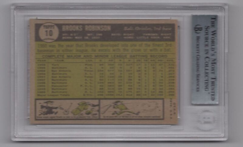 1961 TOPPS BROOKS ROBINSON AUTO BECKETT BALTIMORE ORIOLES #10 HAND SIGNED - Image 3