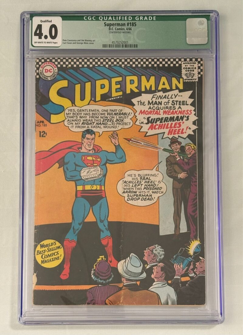 1966 D.C. Comic Superman #185 Pressed & Graded by  CGC - Image 3