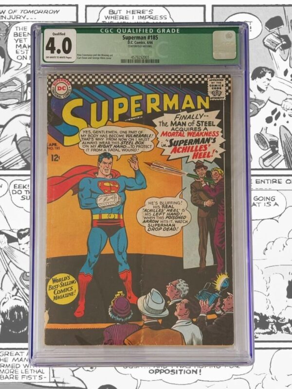 1966 D.C. Comic Superman #185 Pressed & Graded by  CGC