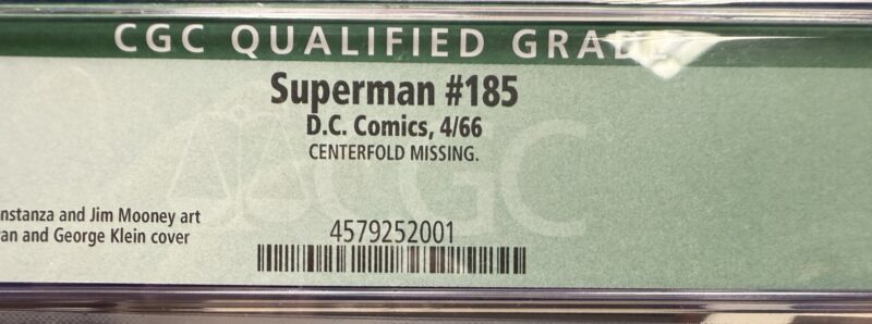1966 D.C. Comic Superman #185 Pressed & Graded by  CGC - Image 9
