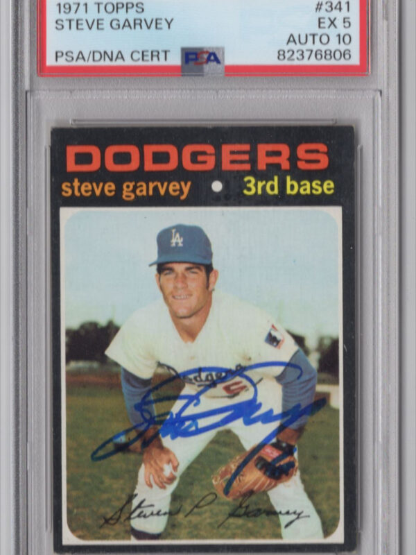 1971 TOPPS 3-15 STEVE GARVEY ROOKIE AUTO PSA 5 LOS ANGELES DODGERS #341 AUTO 10