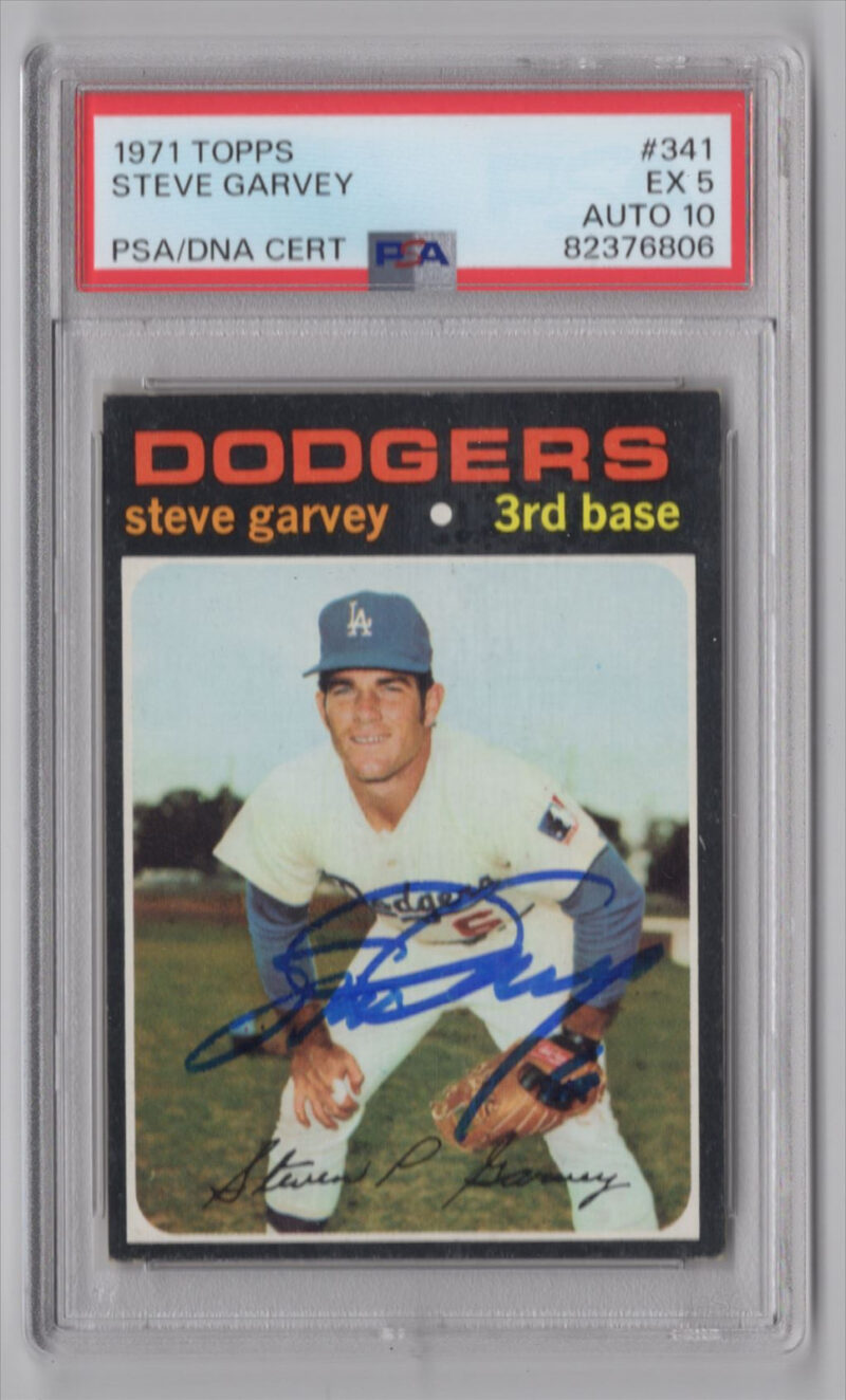 1971 TOPPS 3-15 STEVE GARVEY ROOKIE AUTO PSA 5 LOS ANGELES DODGERS #341 AUTO 10