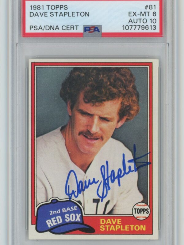 1981 TOPPS DAVE STAPLETON ROOKIE AUTO PSA 6 BOSTON RED SOX #81 AUTHENTIC
