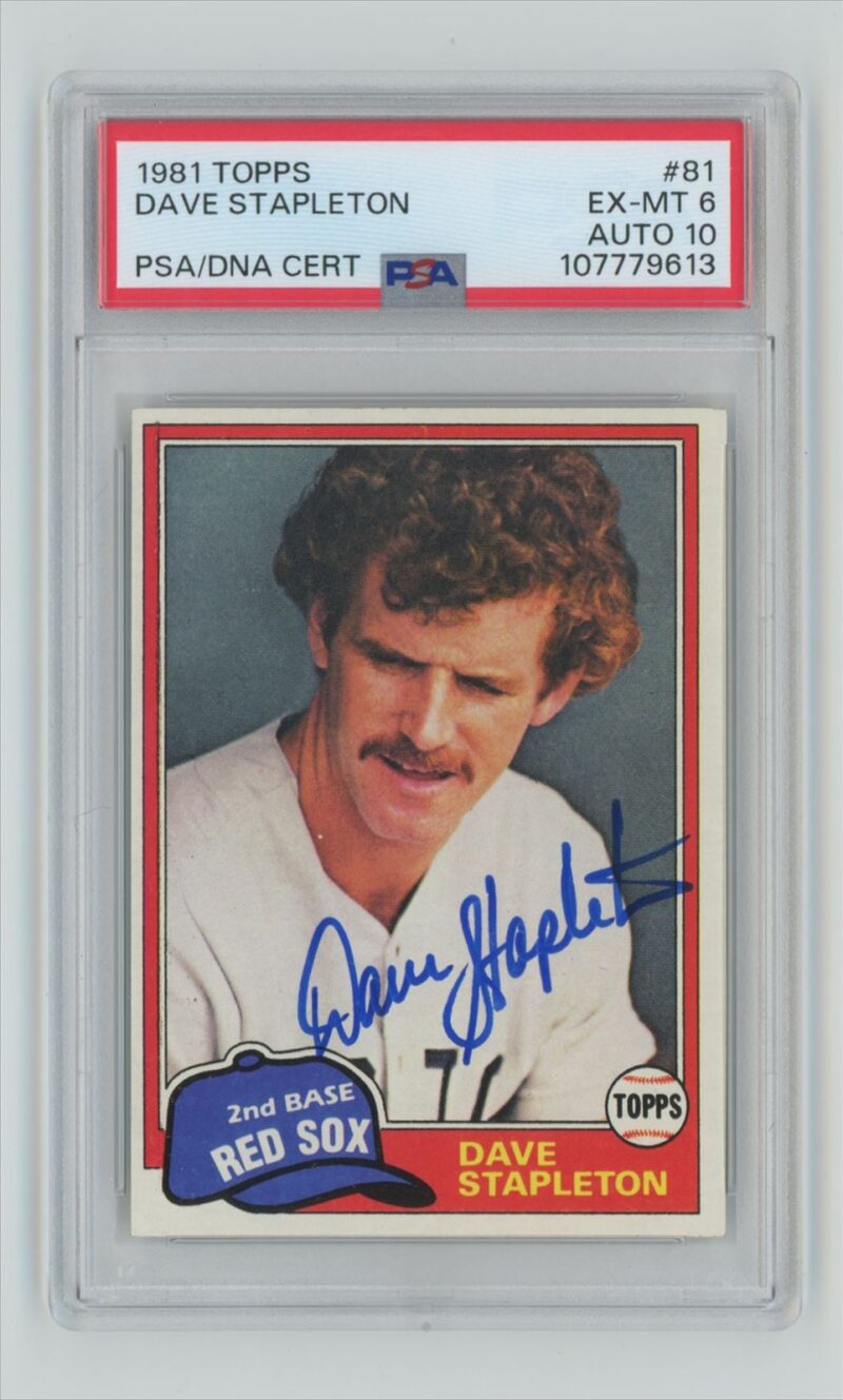 1981 TOPPS DAVE STAPLETON ROOKIE AUTO PSA 6 BOSTON RED SOX #81 AUTHENTIC