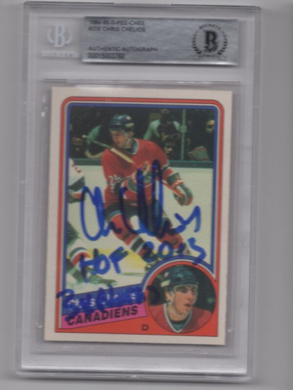 1984-85 O-PEE-CHEE 3-15 CHRIS CHELIOS ROOKIE AUTO MONTREAL CANADIENS #259