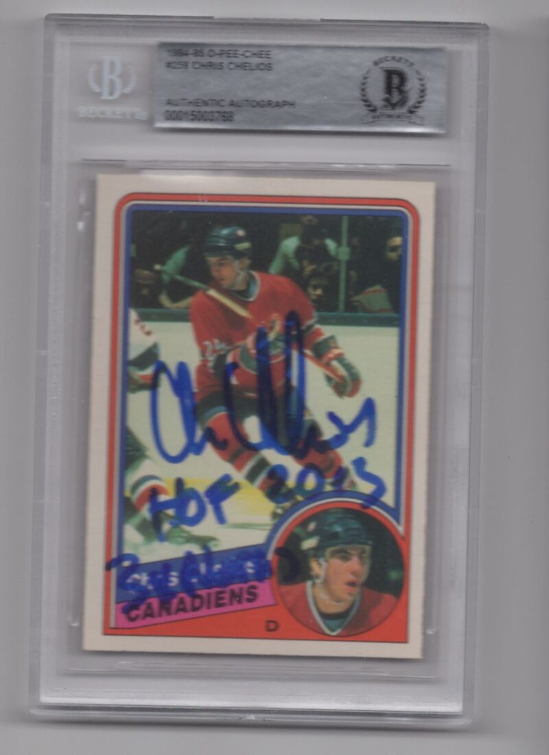1984 85 O PEE CHEE 3 15 CHRIS CHELIOS ROOKIE AUTO MONTREAL CANADIENS 259 286685185857