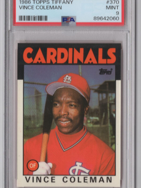 1986 TOPPS 3-15 VINCE COLEMAN ROOKIE PSA 9 ST. LOUIS CARDINALS #370