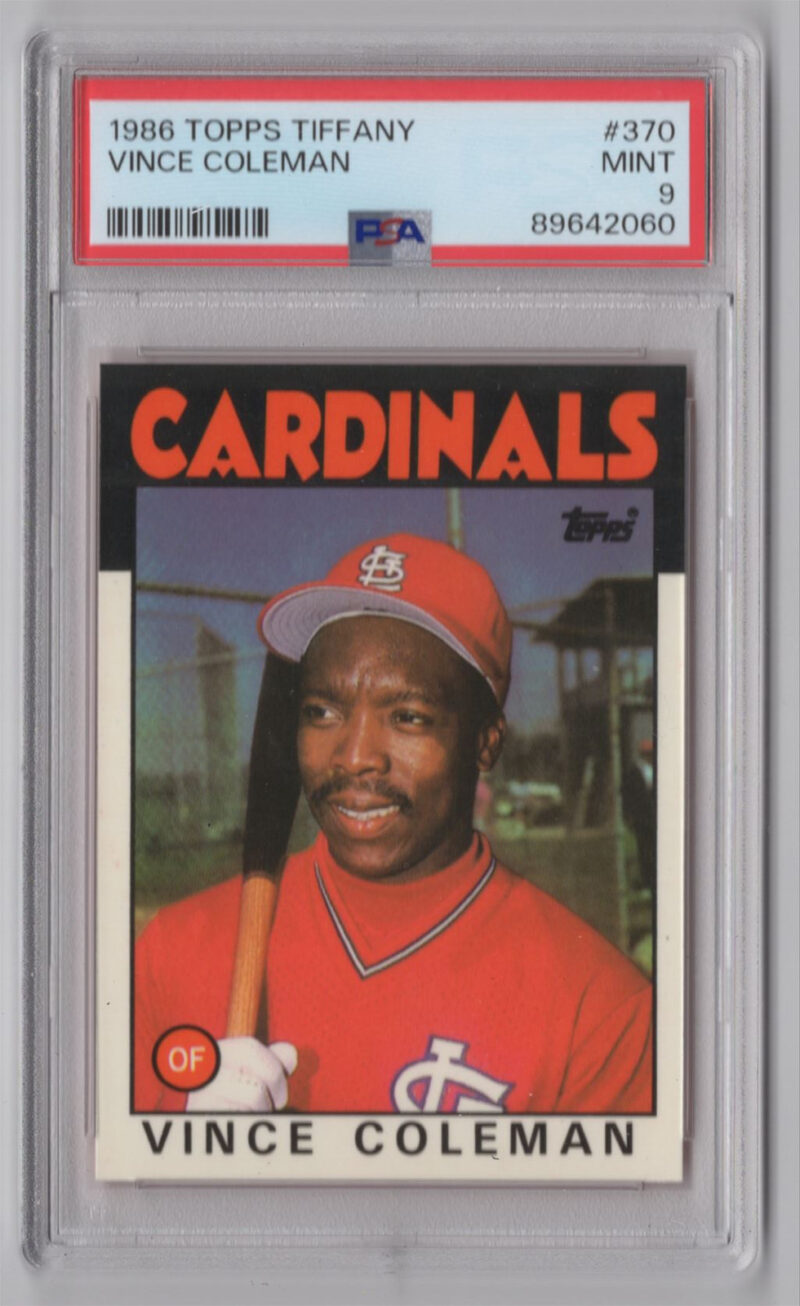 1986 TOPPS 3-15 VINCE COLEMAN ROOKIE PSA 9 ST. LOUIS CARDINALS #370