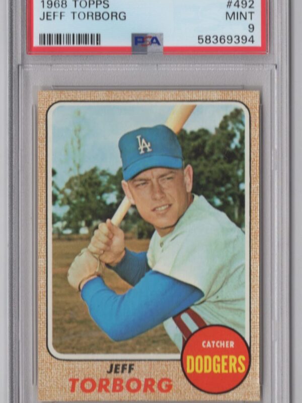 1987 TOPPS 3-15 JEFF TORBORG PSA 9 LOS ANGELES DODGERS #492