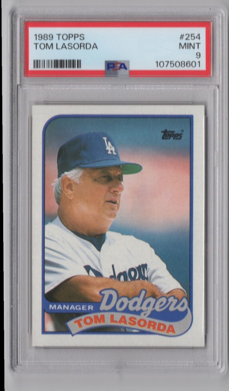 1989 TOPPS TOMMY LASORDA PSA 9 LOS ANGELES DODGERS #254 TOTAL POP UNDER 40