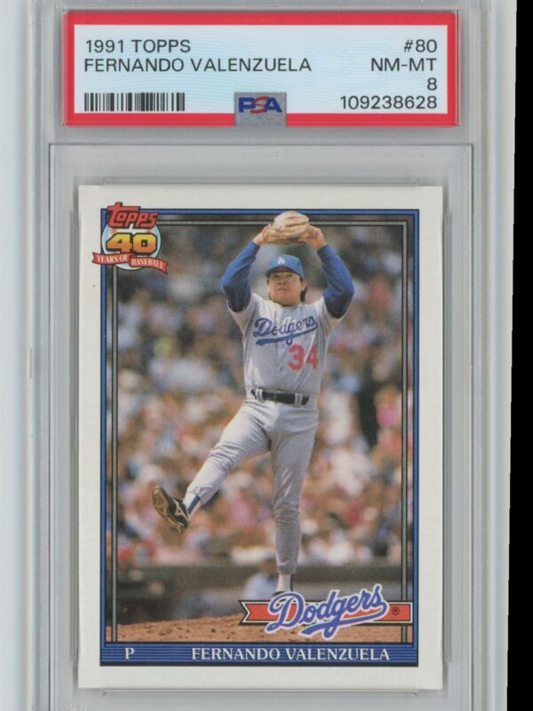 1991 TOPPS FERNANDO VALENZUELA PSA 8 LOS ANGELES DODGERS #80