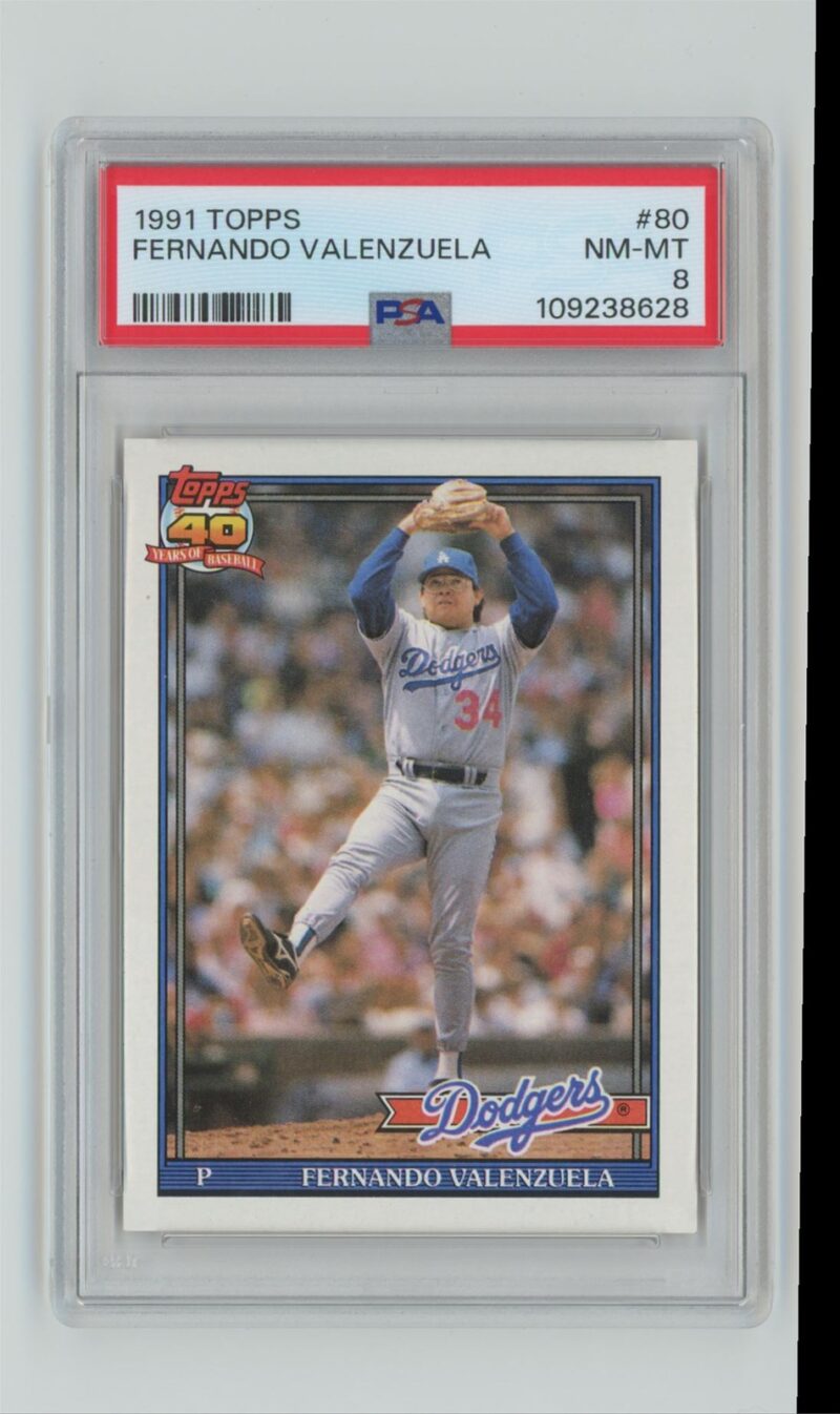 1991 TOPPS FERNANDO VALENZUELA PSA 8 LOS ANGELES DODGERS #80