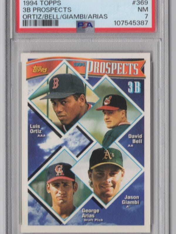 1994 TOPPS LUIS ORTIZ/DAVID BELL/JASON GIAMBI/GEORGE ARIAS ROOKIE PSA 7 BOSTON