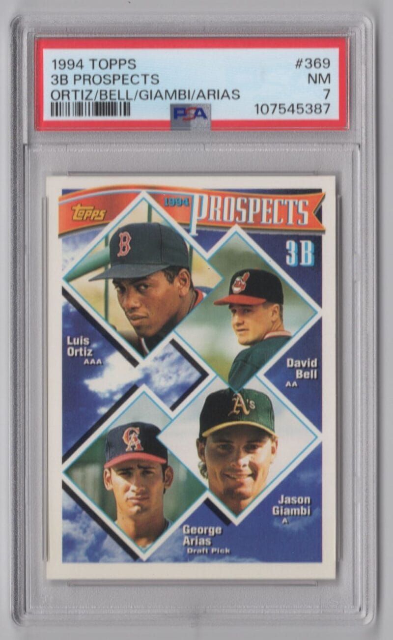 1994 TOPPS LUIS ORTIZ/DAVID BELL/JASON GIAMBI/GEORGE ARIAS ROOKIE PSA 7 BOSTON