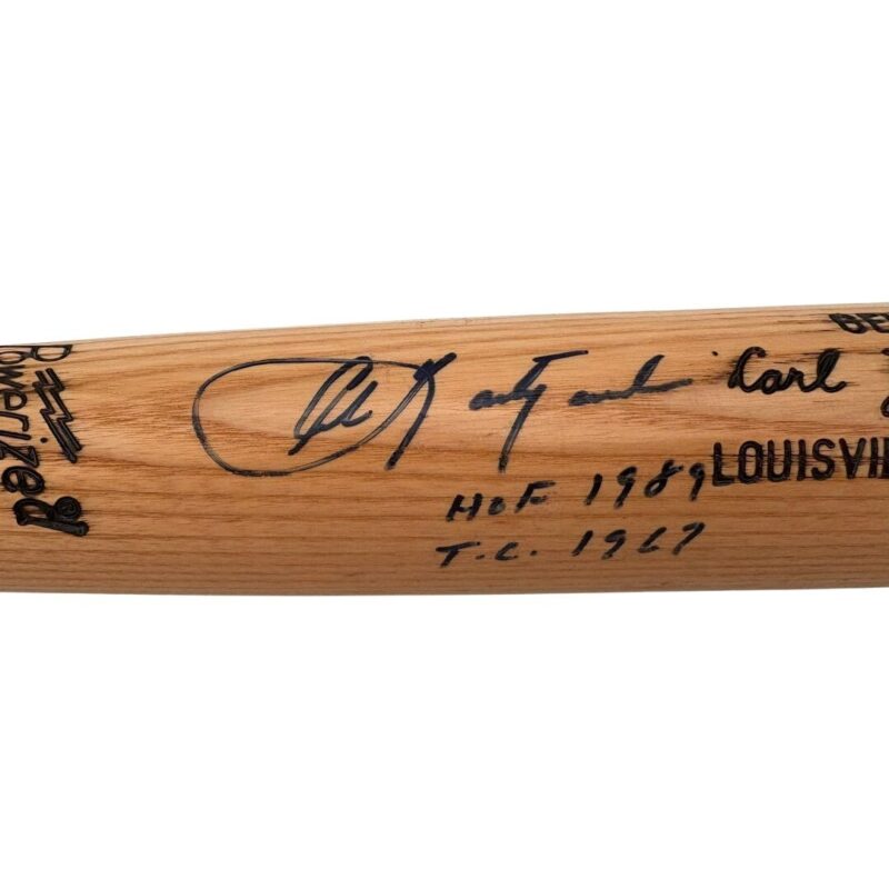 Carl Yastrzemski Autographed Louisville Slugger Bat w/ Display  Case - Image 5