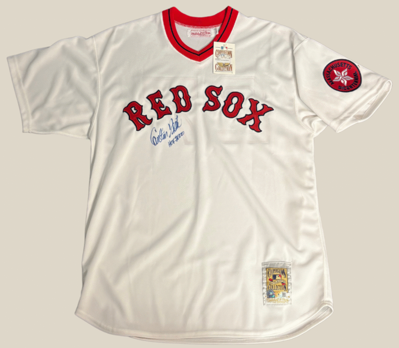 Carlton Fisk Autographed signed Boston Red Sox 1970's Mitchell & Ness Jersey - Image 3