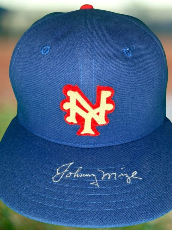 Johnny Mize Autographed authentic New York Giants MLB Baseball Cap (BECKETT)