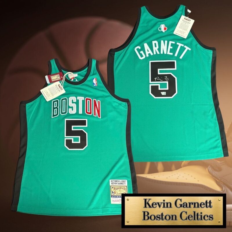 Kevin Garnett Autographed Boston Celtics Irish Logo Mitchell & Ness Jersey