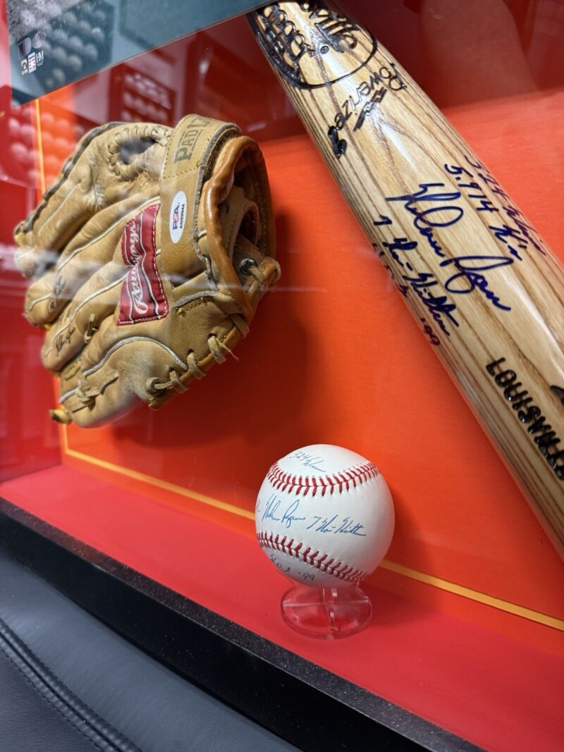 Nolan Ryan Autographed Houston Astros display including Photo, Glove, Bat & Ball - Image 11