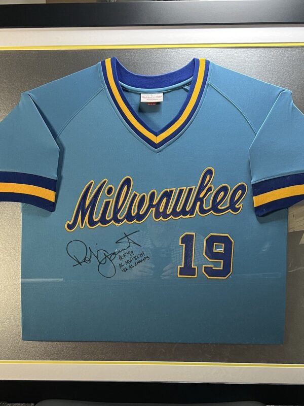 Robin Yount autographed & framed Milwaukee Brewer's Mitchell &  Ness MLB Jersey