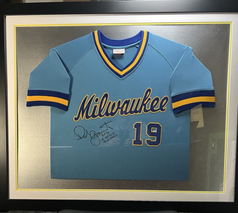 Robin Yount autographed & framed Milwaukee Brewer's Mitchell &  Ness MLB Jersey