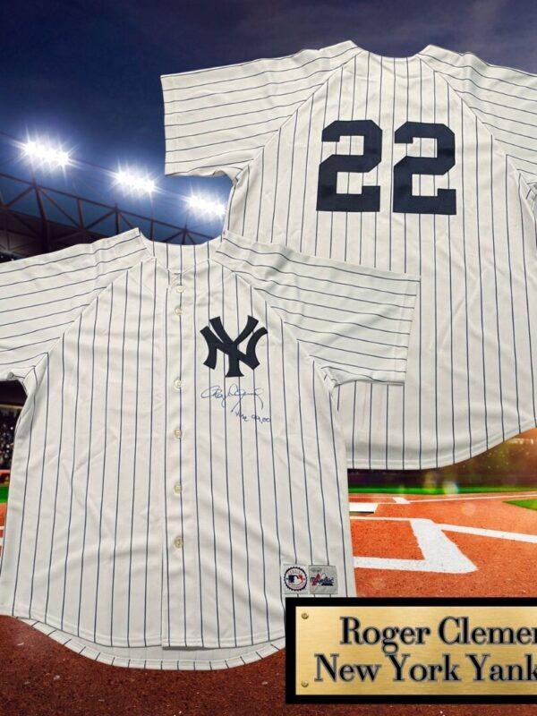 Roger Clemens Autographed & Inscribed New York Yankees Majestic Jersey