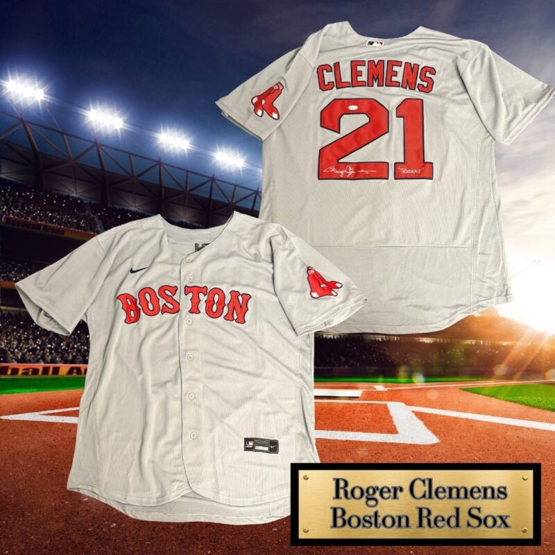 Roger Clemens Boston Red Sox Autographed MLB Nike Jersey, Inscribed "Rocket"