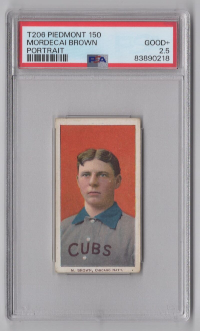 1909 PIEDMONT WHITE BORDER MORDECAI BROWN PSA 2.5 CHICAGO POP 8