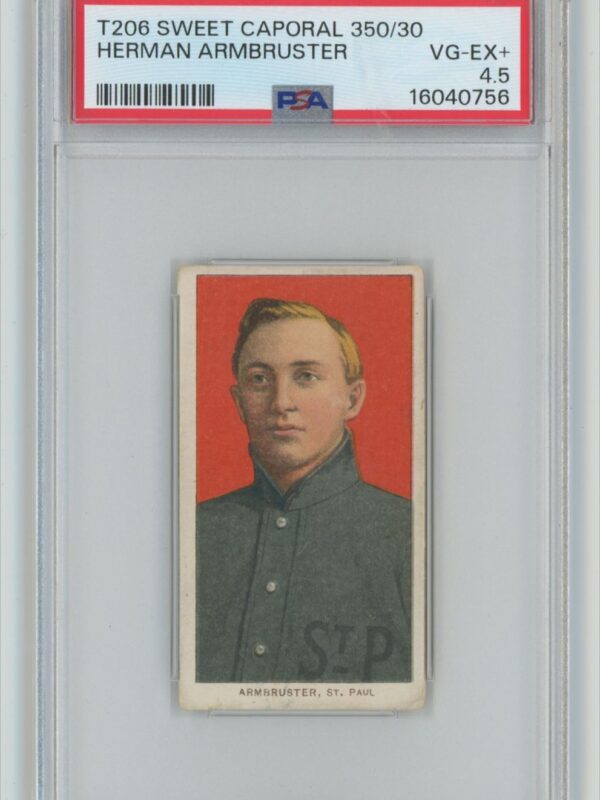 1909 WHITE BORDER HERMAN ARMBRUSTER PSA 4.5 ST. PAUL POP 1 ONLY 5 HIGHER