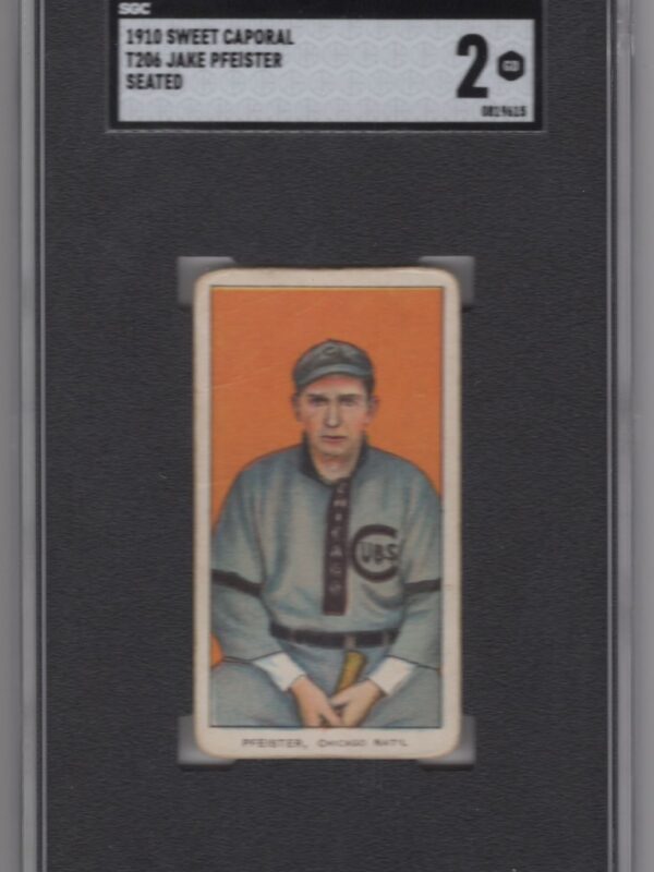 1910 SWEET CAPORAL WHITE BORDER JAKE PFEISTER SGC 2 CHICAGO CUBS SEATED