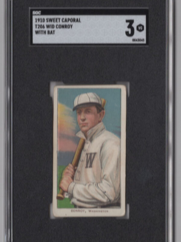 1910 SWEET CAPORAL WHITE BORDER WID CONROY SGC 3 WASHINGTON WITH BAT