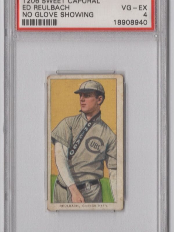 1910 WHITE BORDER ED REULBACH 18908940 PSA 4 CHICAGO CUBS NO GLOVE SHOWING