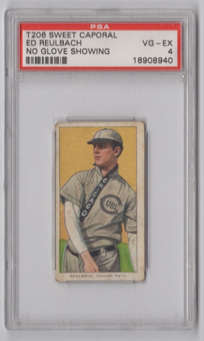 1910 WHITE BORDER ED REULBACH 18908940 PSA 4 CHICAGO CUBS NO GLOVE SHOWING
