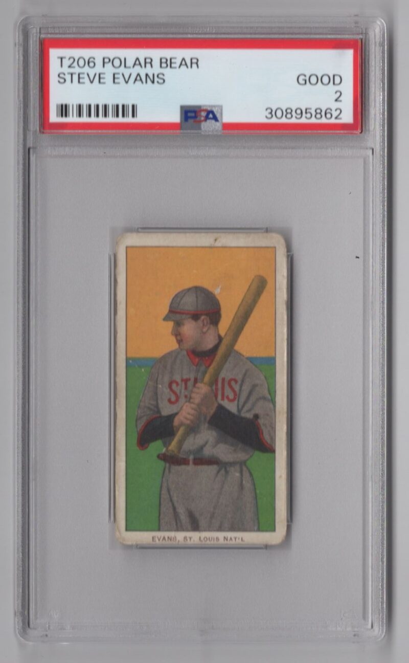 1910 WHITE BORDER STEVE EVANS PSA 2 ST. LOUIS POP 9