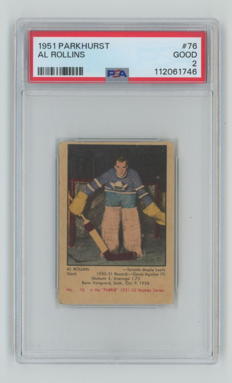 1951 52 VINTAGE HOCKEY AL ROLLINS ROOKIE PSA 2 TORONTO MAPLE LEAFS 76 286685205308