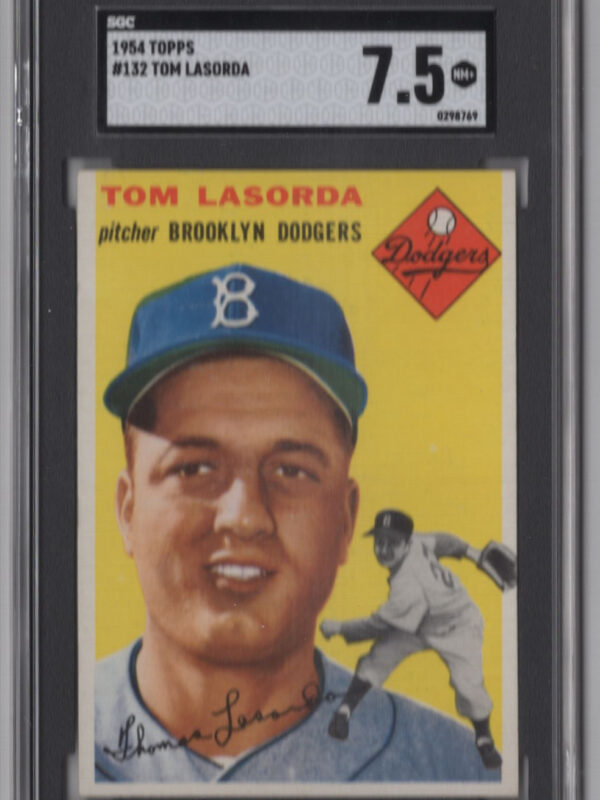 1954 TOPPS 3-15 TOM LASORDA AUTO SGC 7.5 BROOKLYN DODGERS #132 POP 15