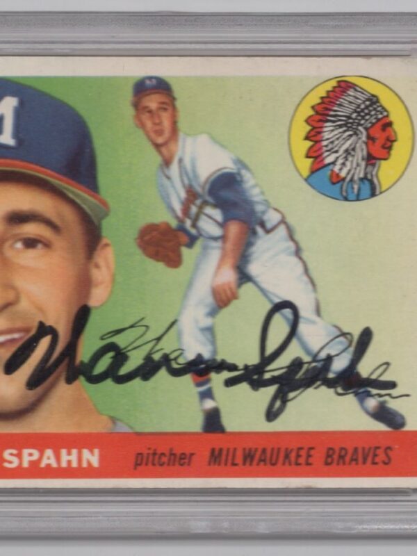 1955 TOPPS WARREN SPAHN AUTO PSA MILWAUKEE BRAVES #31 HAND SIGNED AUTOGRAPH