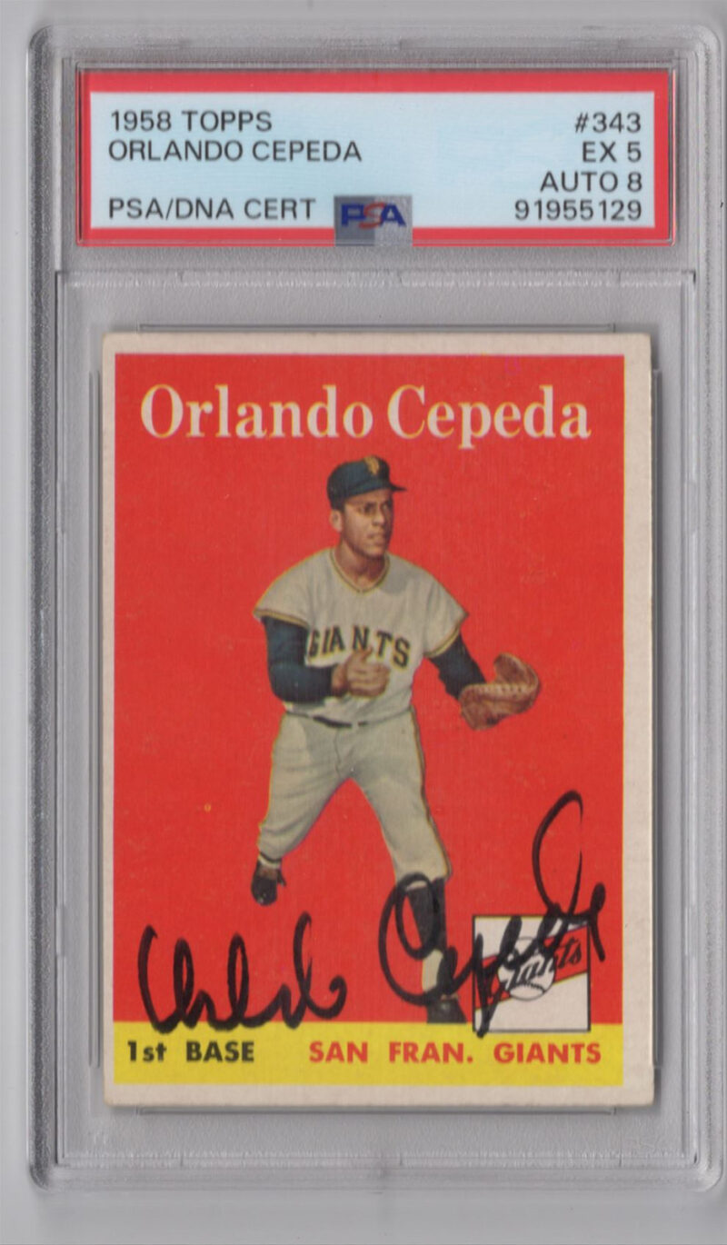 1958 3-15 ORLANDO CEPEDA ROOKIE AUTO PSA 5 SAN FRANCISCO GIANTS #343 AUTO 8