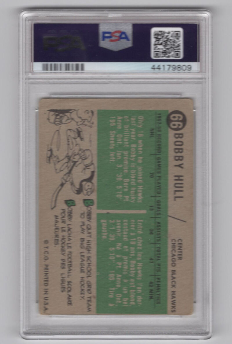 1958-59 3-15 BOBBY HULL ROOKIE AUTO PSA 10 CHICAGO BLACKHAWKS #66 MULTIPLE - Image 3