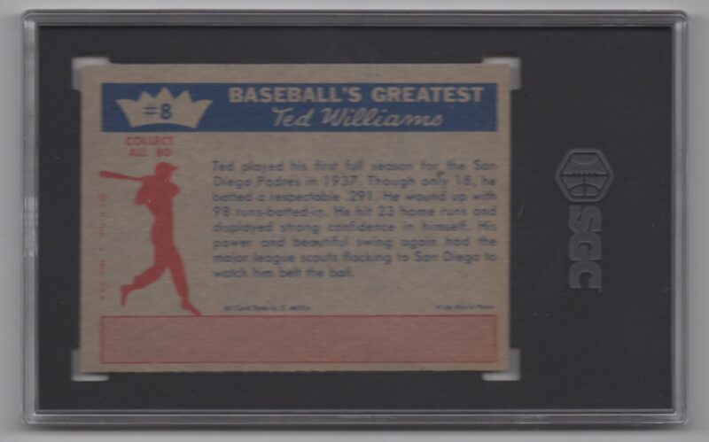 1959 FLEER TED WILLIAMS SGC 4 SAN DIEGO PADRES #8 POP 16 - Image 3
