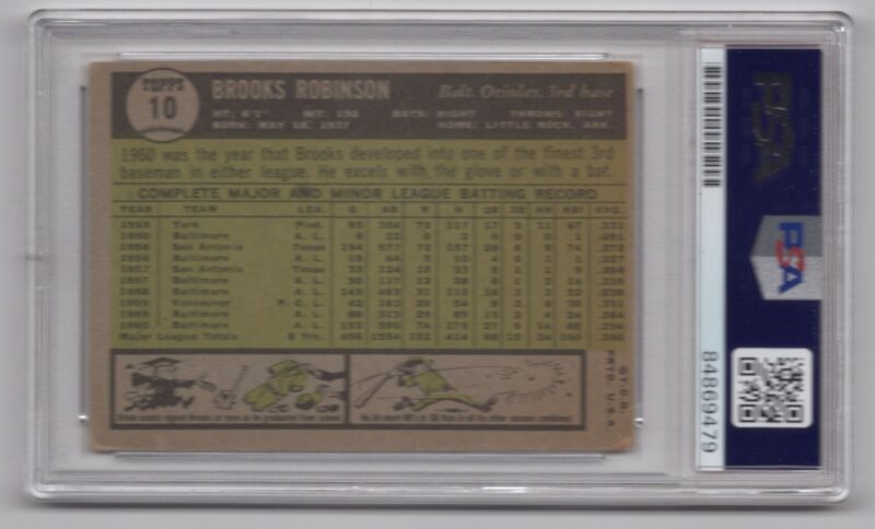 1961 TOPPS BROOKS ROBINSON AUTO PSA BALTIMORE ORIOLES 10 HAND SIGNED AUTOGRAPH 286523601468 2